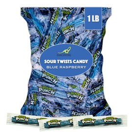Sour Candy Twists Blue Raspberry Bulk Wrapped Candy 1LB Bag of Blue Raspberry Sour Candy Twists- Sour Candy Variety Pack, Sour Candy Bulk 1LB Bag by Snackivore.