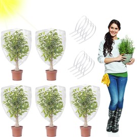5 Pcs Thickened Winter Plant Covers Freeze Protection-Large Clear Plastic Waterproof Plant Shelter Bag Frost Freeze Blanket for Outdoors Garden Plant Shrubs Sapling Crops (clear+27.6 x 40 Inch)