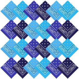 KUTTOR 24 Pcs Bandanas Paisley Bulk Bandanas Cowboy Print Head Wrap Scarf Headband Multi Purpose Handkerchief for Men Women