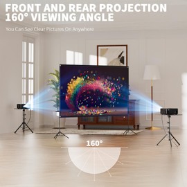 VISULAPEX Projector Screen with Stand 100 Inch, 16:9 4K HD Portable Projector Screen Indoor Outdoor, Foldable Wrinkle-Free Movie Screen 160° Front Rear Projection Screen with Carry Bag for Home Movie