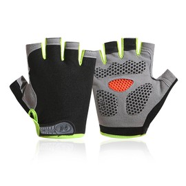 Cycling Gloves, Summer, Bicycle Gloves, Fingerless, Finger Cut (Pad Shock Absorption, Mesh Breathable, 3D Dimensional, Abrasion Resistant, Anti-Slip), Cycling Gloves, Road Bike, Stretchable, Men's