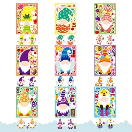 DUJAA 27 Sheets Easter Stickers for Boys Girls Make a Gnome Face Stickers Make Your Own Sticker Easter Craft Party Favor Decorations