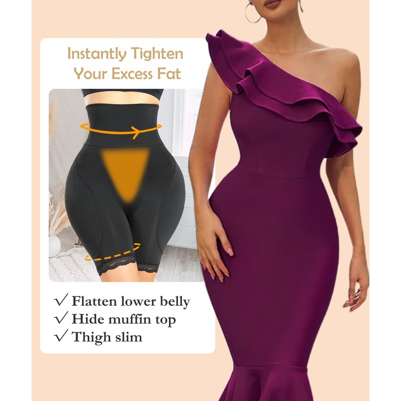 Trinorla High Waisted Hip Pads Shapewear Tummy Control Butt Lifter