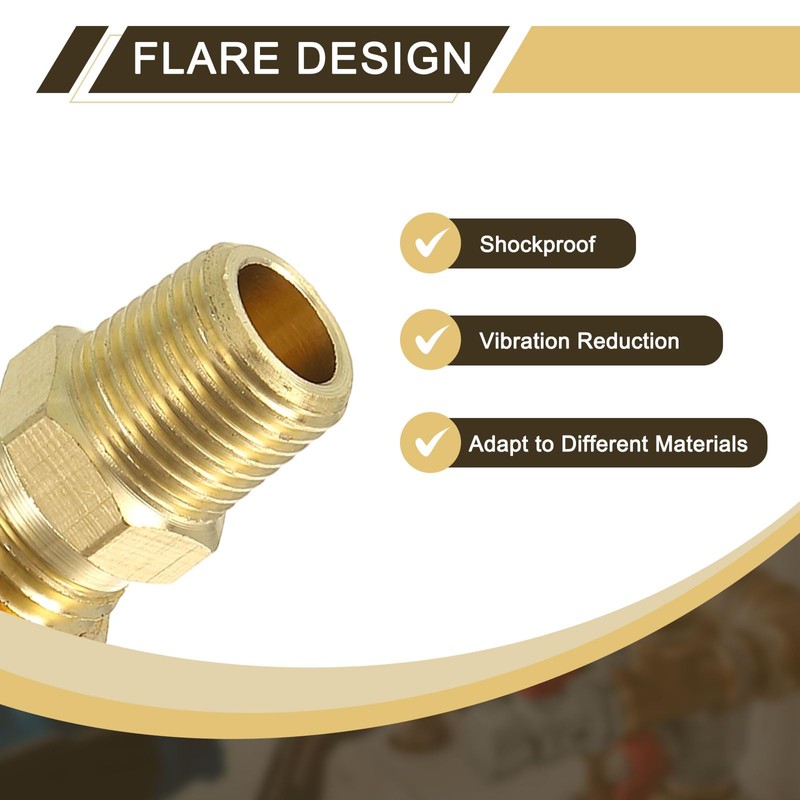 sourcing map 2Pcs Brass Pipe Fitting, 1/4" OD x 1/8"
