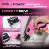 Pink Power 3.6 Volt Rechargeable Cordless Electric Screwdriver Set with