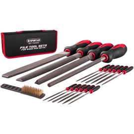 Spurtar 17pcs File Set Portable Metal File Set 4pcs Long Metal File 12pcs Needle File with Wire Brush T12 File Needle File Set Metal Files for Steel Metal Wood Jewelry Ceramic Glass Plastic DIY