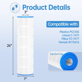 FOIRCEADAL CCP420 Pool Filter Compatible with Pentair Clean and Clear Plus 420, PCC105, 178584, Ultral-A6, Filbur FC-1977, Unicel C-7471, 817-0106, R173576, 570-0425-07, 4X105 sq.ft. Cartridges