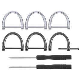 sourcing map D-Rings Screw in Shackle, 6Pcs 0.63 Inch Zinc Alloy Horseshoe U Shape D Ring Buckles with Screwdriver for Purse DIY Leather Craft Keychain, Silver/Black