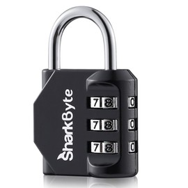 SharkByte Luggage Locks - 3-Dial Weatherproof Outdoor Security Combination Padlock, Small Travel Lock for Suitcases Luggage Case Travel Bag Gym Lockers Code Padlock (Pack of 1)