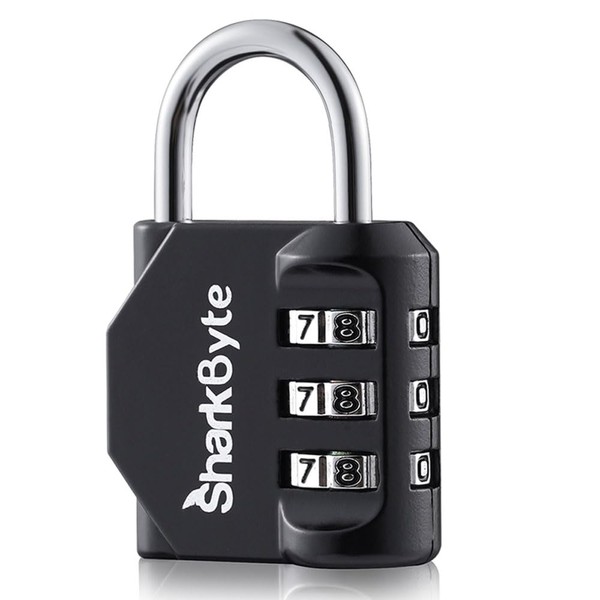 SharkByte Luggage Locks - 3-Dial Weatherproof Outdoor Security Combination Padlock,