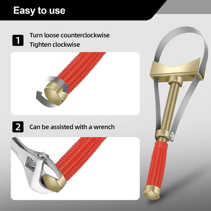 DZGKGM Heavy Oil Filter Wrenches, Strap Wrench, Adjustable Oil Filter