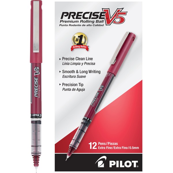 PILOT Precise V5 Stick Liquid Ink Rolling Ball Stick Pens,