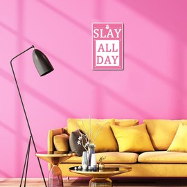 Aesthetic Aluminum 'Slay All Day' Sign - Preppy Room Decor for Teen Girls: Pink & Trendy Wall Art, 12x16 Inches"