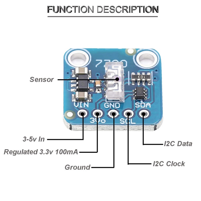 Youmile 2 pcs Ambient Light Sensor VEML7700 3.3V-5V Lux Sensor