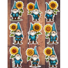 Unbranded Sunflower Gnome Vinyl Die Cut Stickers Set Scrapbooking Laptop Waterbottle