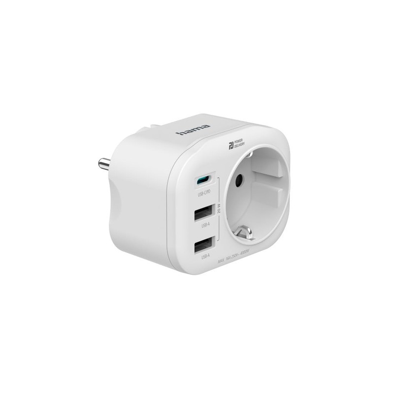 Hama Multiple Plug 4-Way (1 USB-C PD, 2 USB-A, 1
