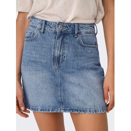 ONLY Women's Onlstella Short Skirt DNM Azg Noos Belt Loops Denim Skirt with Back Pockets, Light blue (light blue denim), L