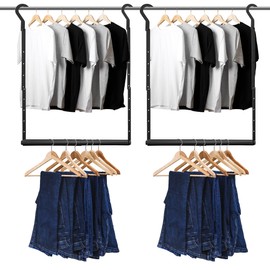 STORAGEIDEAS Hanging Closet Rod, 18-30In Heavy Duty Adjustable Width and Up to 38In Height Adjustable Closet Rod Extender, Double Closet Rod Hanging Bar, Space-Saving Tension Hanging Organizer, 2 Pack