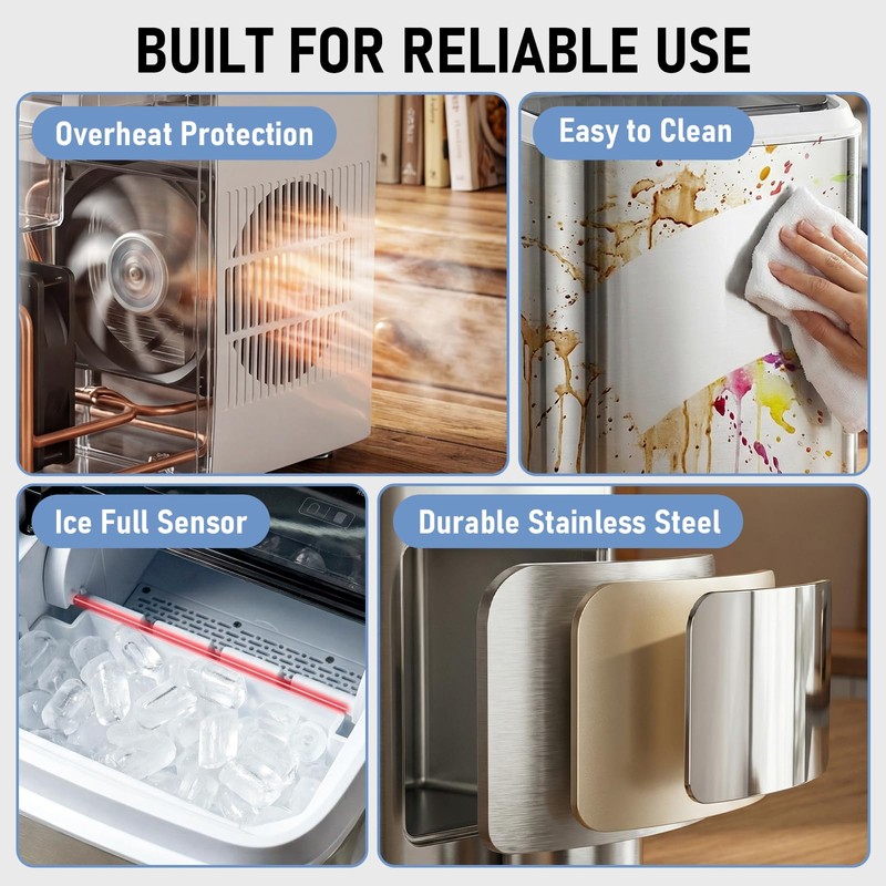 Nalison Countertop Ice Maker 26LBS per Day,9 Ice Cubes in