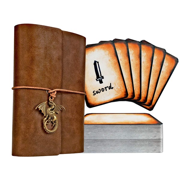 Byhoo Spellbook Cards Holder DND RPG Pocket Spell Book & Reference Card Holder, Tome of Recollection TTRPG Gaming Accessories for DND Beginner Master (60 Poker-Size Player Cards Included)