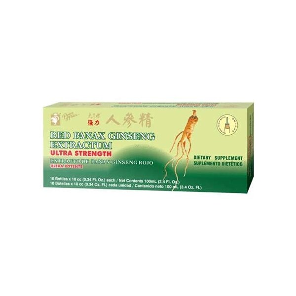 Prince Of Peace Red Panax Ginseng Extractum Ultra Strength, 0.34 fl. oz. Each – Brain Boosting Supplement – Red Panax Ginseng Shots – Support Energy, Mood, & Focus - 2 Pack - 20 Bottles