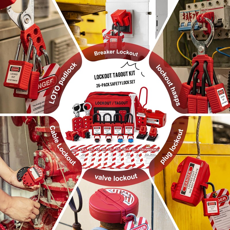 BOZZYS Portable Lockout Tagout Kit - 27 Pack OSHA Compliant