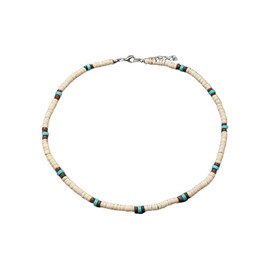 Caiyao Puka Shell Beaded Necklace Men Summer Surfer Seed Necklace Seashell Beads Necklace for Women Beach Necklace for Men Beach Jewelry-White+Coffee