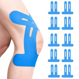 EUDUQ Pack of 10 PreCut Kinesiotapes, Knee Tape, Kinesiology Tape, Waterproof Physio Tape, Elastic Skin-Friendly Knee Tapes for Knee Pain and Muscle Support (Blue)