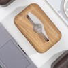 Tissue Box Cover Wood Grain Easy Refill Rectangular Stylish Elegant