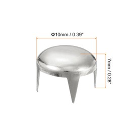 sourcing map Pack of 100 10 mm Silver Round Dome Rivets Metal Claw Beads Nail Head Rivets Spike Rivets Punk Rock DIY for Leather Crafts Clothing Belt Bag Shoe Bracelet Accessories