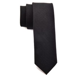 Elfeves Men Skinny Black Silk Wool Ties Cotton Timeless Matte Textured Formal Neckties for Groom