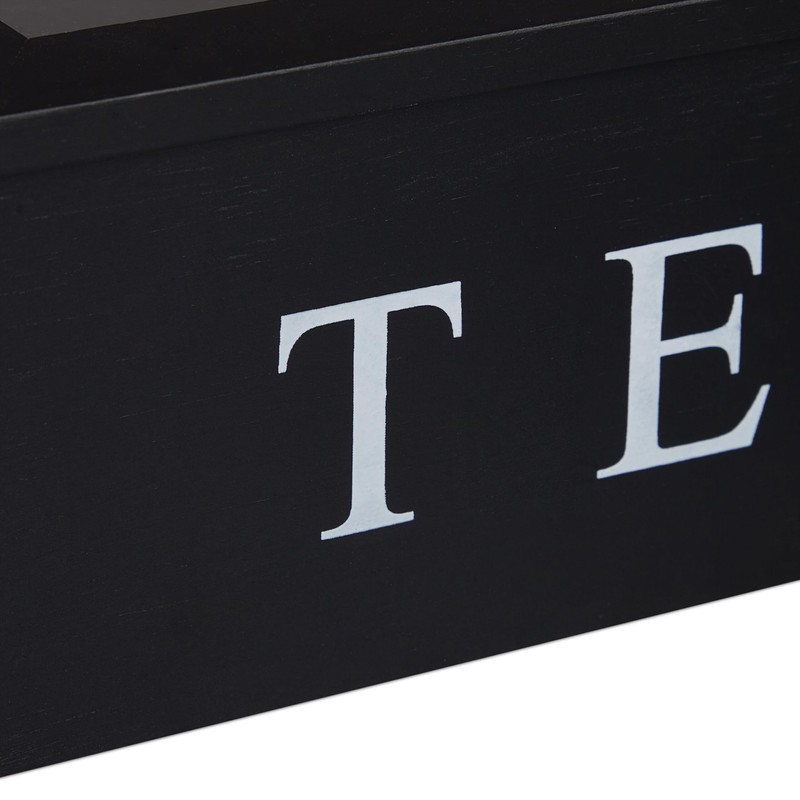 Relaxdays Tea Box, 9 Compartments, Tea Bag Storage, MDF, Acrylic,