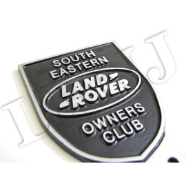 Falon ALLUMINIUM SOLID DIE-CAST BADGE "LAND ROVER OWNERS CLUB SOUTH EASTERN" 100X 70MM