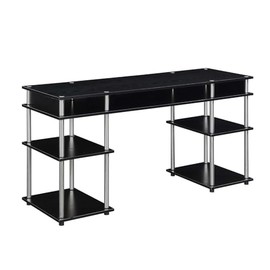 Maykoosh Eclectic Exclusivity Student Desk with Shelves: Sturdy Stainless Steel Tubes, Tool-Free Assembly for Home or Office - 59" L x 19.75" W x 30" H