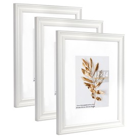 Hogaryo 11x14 Picture Frames White, Display Picture 8x10 with Mat, 3 Set Photo Frames for Wall Mounting Home Decor