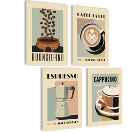 mojoliving Poster Coffee Pictures Coffee Picture Wall Pictures for the Kitchen Poster Aesthetic Decoration Kitchen Pictures Vintage Pictures Living Room Decoration Kitchen (Aesthetic Coffee, 4 x A4 |