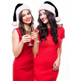 eyigylyo Christmas Black Santa Hat for Adults, Black & White Deluxe Adults Santa Hat for Black Christmas Theme Costume Party and Holiday Event