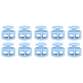 sourcing map 10pcs Plastic Cord Locks Double Hole Spring Toggle Stopper Clip Elastic Clasp Lock Fastener for Drawstring, Paracord, Bags, Clothing, Gloves String Lock Replacement, Light Blue