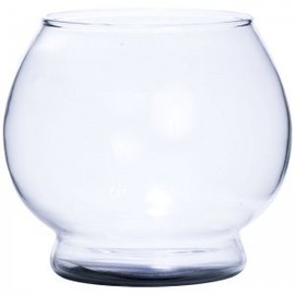 Wave Point Glass Fish Bowl, Small 1/2 Gallon - for Beta Goldfish, Round Vase for Weddings, Events, Decorating, Arrangements, Flowers, Office, or Home Decor