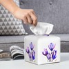 Purple Flower Tulip Square Tissue Boxes, Tissue Box Holder 5.2"x5.2"x5.2"