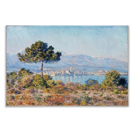 Monet Wall Art Collection Canvas View of Antibes from The Notre by Claude Monet Prints Wrapped Gallery Wall Art | Stretched and Framed Ready to Hang, 12X18