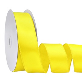 Simplegoal Yellow Satin Wired Ribbon for Christmas Tree 1-1/2 Inch X 25 Yards Wired Satin Ribbon for Gift Wrapping Flower Bouquet Weddings Party Hair Wreaths