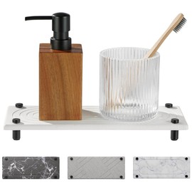 Navaris Instant Dry Sink Organiser - Fast Drying Stone Sink Caddy - Bathroom or Kitchen Tray with Stainless Steel Feet - For Holding Soaps & Bottles - White