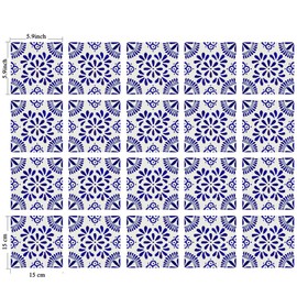 Poromoro Spanish Portuguese Azulejo Style Backsplash Peel and Stick Tile Stickers Set of 20 pcs(5.9_O)