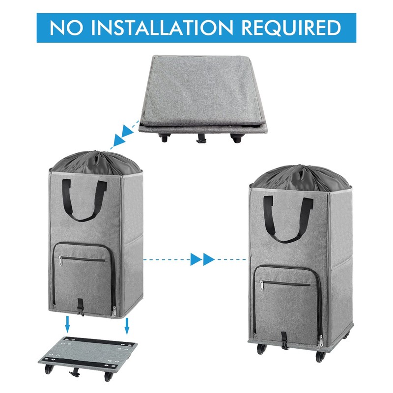 Laundry Hamper with Wheels, Bukere Large Rolling Laundry Basket with