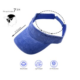 Washed Distressed Sun Visors for Women Men, Plain Sports Visor Hat Outdoor Beach Empty Top Cap (5 Pack - Set 1)