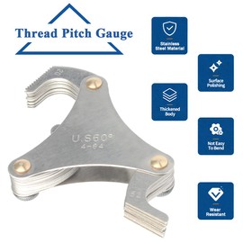 Mesee 51 Pieces Thread Pitch Gauge, Stainless Steel America SAE Screw Pitch Gage 60 Degree Centre 4-84 TPI Thread Plug Caliper Gauge Measuring Tool