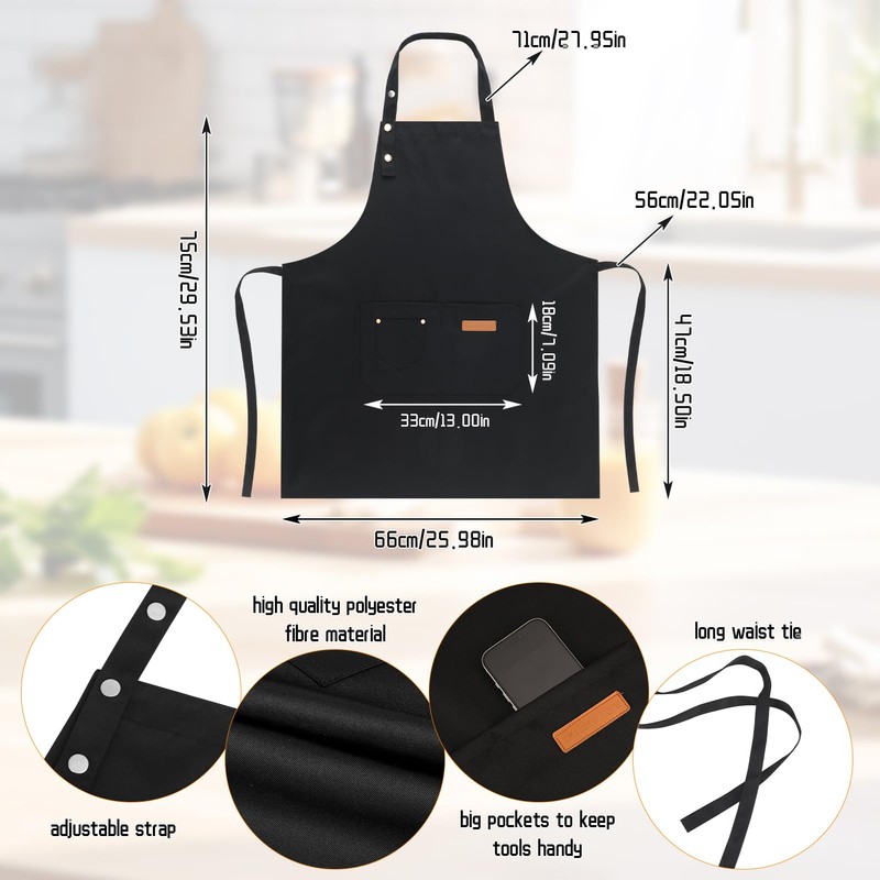 Invalidism 2 Pack Apron for Women, Adjustable Kitchen Cooking Apron