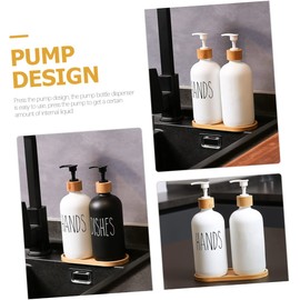 ABOOFAN 1Set Soap Dispenser Pump Bottles for Shampoo Wash with Wooden Tray Versatile Bathroom Soap Dispenser for Home Hotel and Travel Use