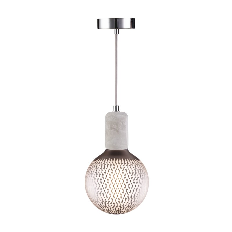 greenandco® Pendant Light E27 Real Concrete with 150 cm Textile